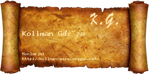 Kollman Géza névjegykártya